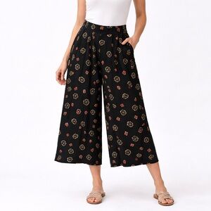 Vintage Carole Little Palazzo Pants Size 10 Pleated Dice Print Pockets Rayon 90s